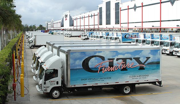 City Furniture CNG trucks at the company's headquarters in Tamarac
