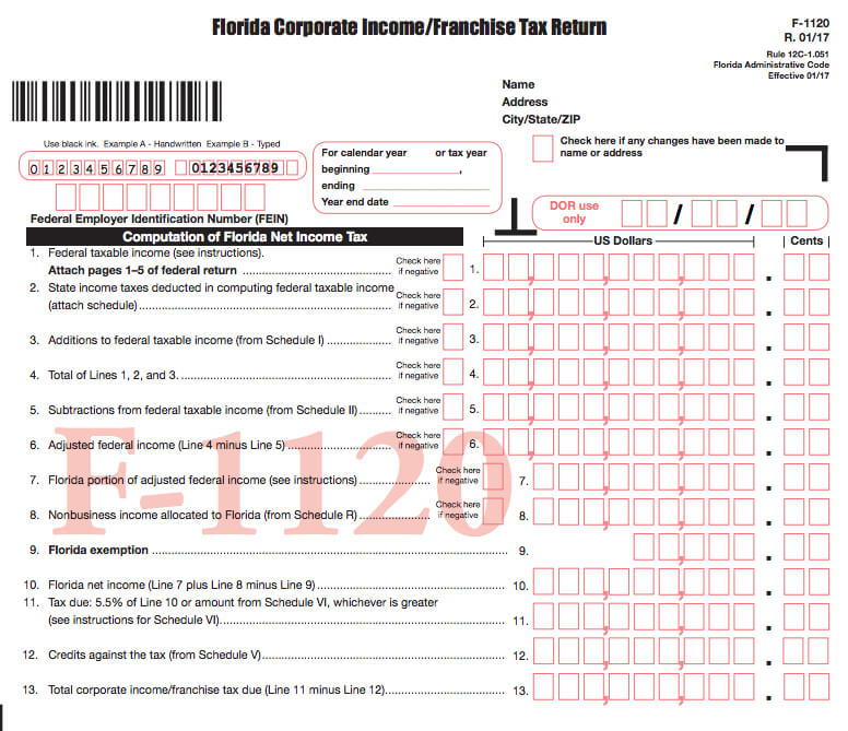 Florida's Corporate Tax form