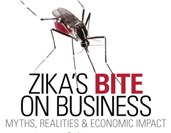 Image of mosquito advertising Greater Miami Chamber of Commerce forum on zika