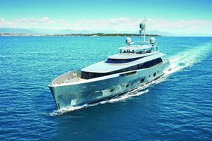 Love the Lady Lady May, listed at $33.18 million by Burgess Yachts, is billed as one of the world’s most innovative superyachts, with a rotating floor in the main lounge and a perimeter of glass panels. The 151.6-foot yacht was built in 2014 by Dutch shipyard Feadship with an aluminum exterior painted silver to reflect light off the sea. On the main deck, a glass weather enclosure can be removed at the touch of a button, providing an open-air environment for up to 50 people, and heated- or cooled-air options throughout the decks allow all-season outdoor living in all climates. burgessyachts.com