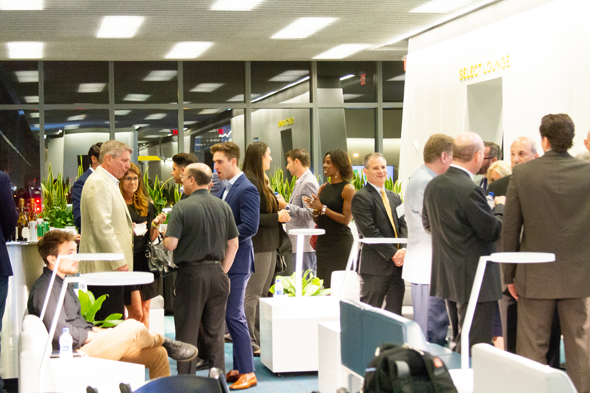 Guests, sponsors and panelists network at Brightline in Fort Lauderdale