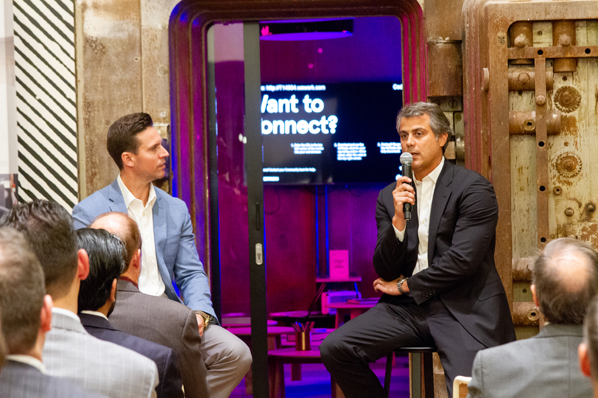 SFBW Associate Publisher Clayton Idle interviews Marcelo Kingston, managing partner of Multiplan Real Estate Asset Managment, at WeWork’s Security Building