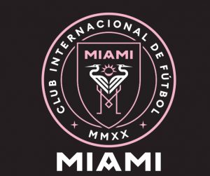 The logo for Inter Miami, which is the shortened version of Club Internacional de Futbol Miami