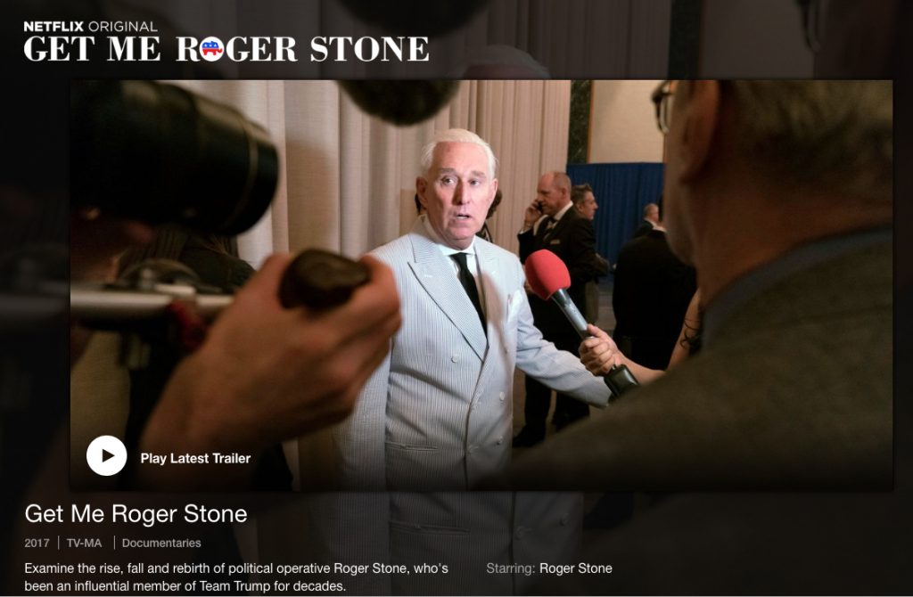 Netflix has a website for its movie about Roger Stone