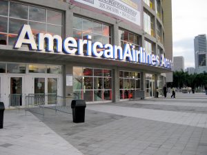 AmericanAirlines Arena sign over entry way
