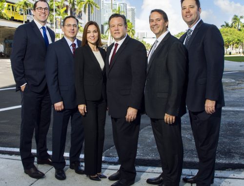 Polsinelli's Miami team: Brian Seidenberg, Michael P. Gennett, Marisa Rodriguez Wilson, J. Everett Wilson, Milton A. Vescovacci and James D. Barnett