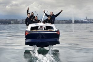 The SeaBubbles crew goes for a spin on Lake Geneva