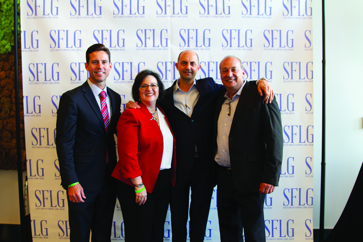 SFBW Associate Publisher Clayton Idle; Teri Kaye, partner in charge of the Fort Lauderdale office of Daszkal Bolton; Michael Daszkal, managing partner of Daszkal Bolton and Gary Press, chairman and CEO of SFBW and Lifestyle Media Group. Daszkal Bolton sponsored the event.